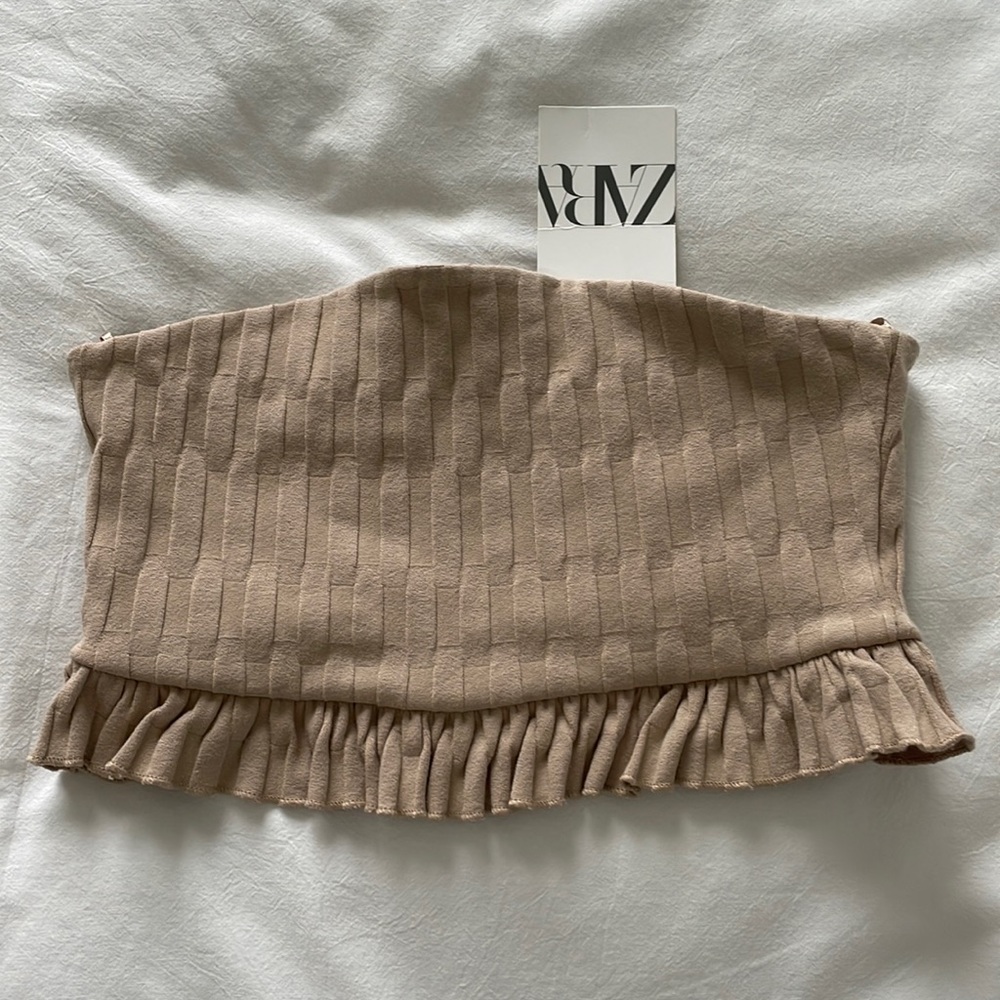 Brand New Light Brown Zara Tube Top with Detailing